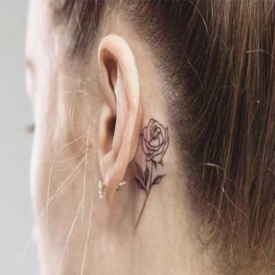 تتو گل پشت گوش دخترانه