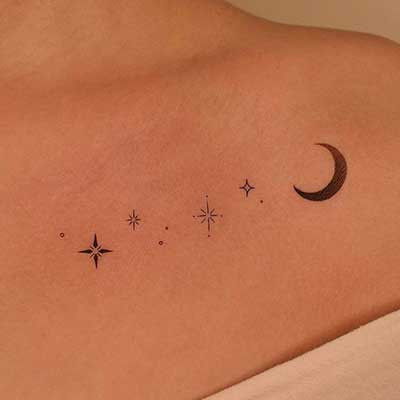 تتو ماه و ستاره دخترانه مینیمال