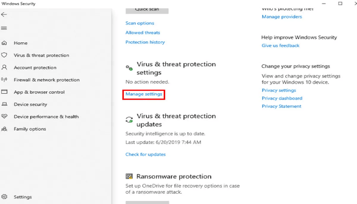 غیر فعال کردن ویندوز دیفندر از طریق تنظیمات ویندوز